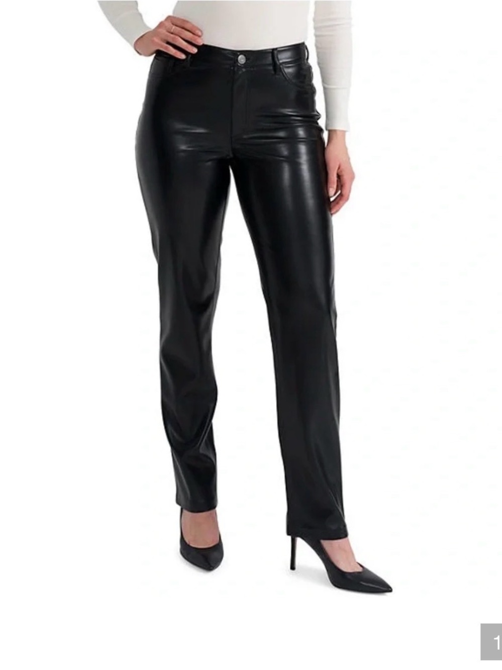 Joie Limited Edition Faux Leather Straight Leg Pants Black - Size 14